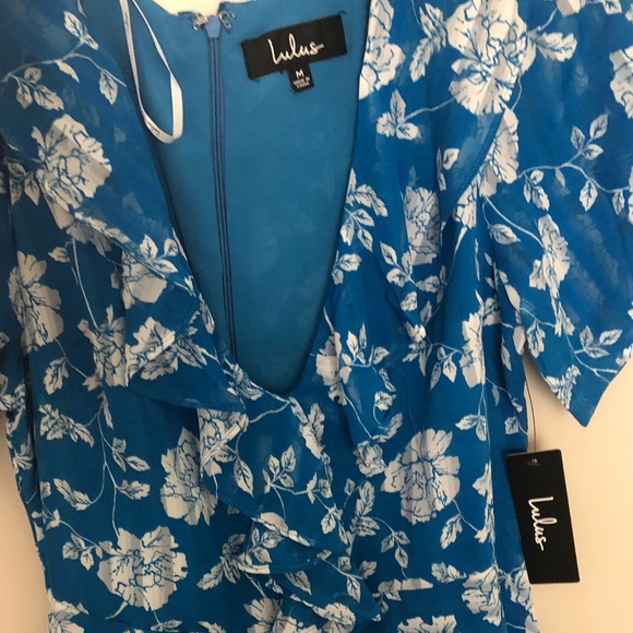 Lulu’s v neck floral ruffle neckline dress - Picture 4 of 4